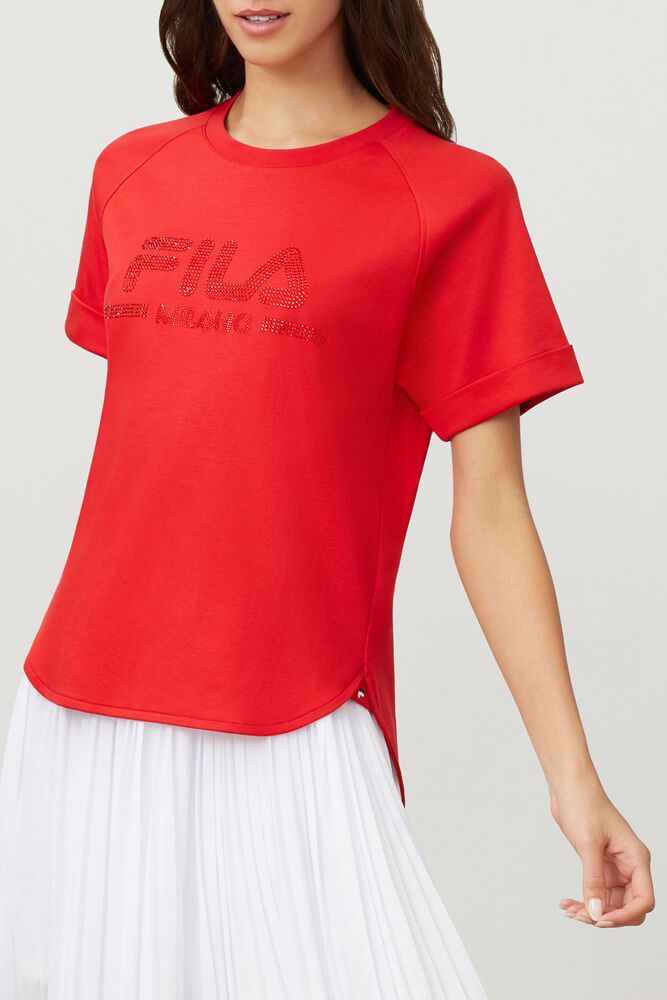 Fila T-Shirt Womens Red - Milano Cotton - Philippines 4392108-IP